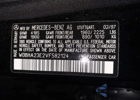 1997 Mercedes-Benz C 230 from USA, damaged, VIN WDBHA23E2VF582124